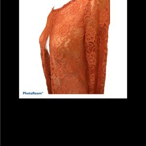 NWT, Boutique, Lace, Coral, Floral pattern in lace, cardigan, coverup, tunic.